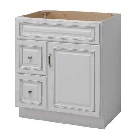 Sunny Wood Riley 30" Single Free Standing Vanity Cabinet Only with Left Hand Drawers - Less Vanity Top Fresh White with Dover Glaze